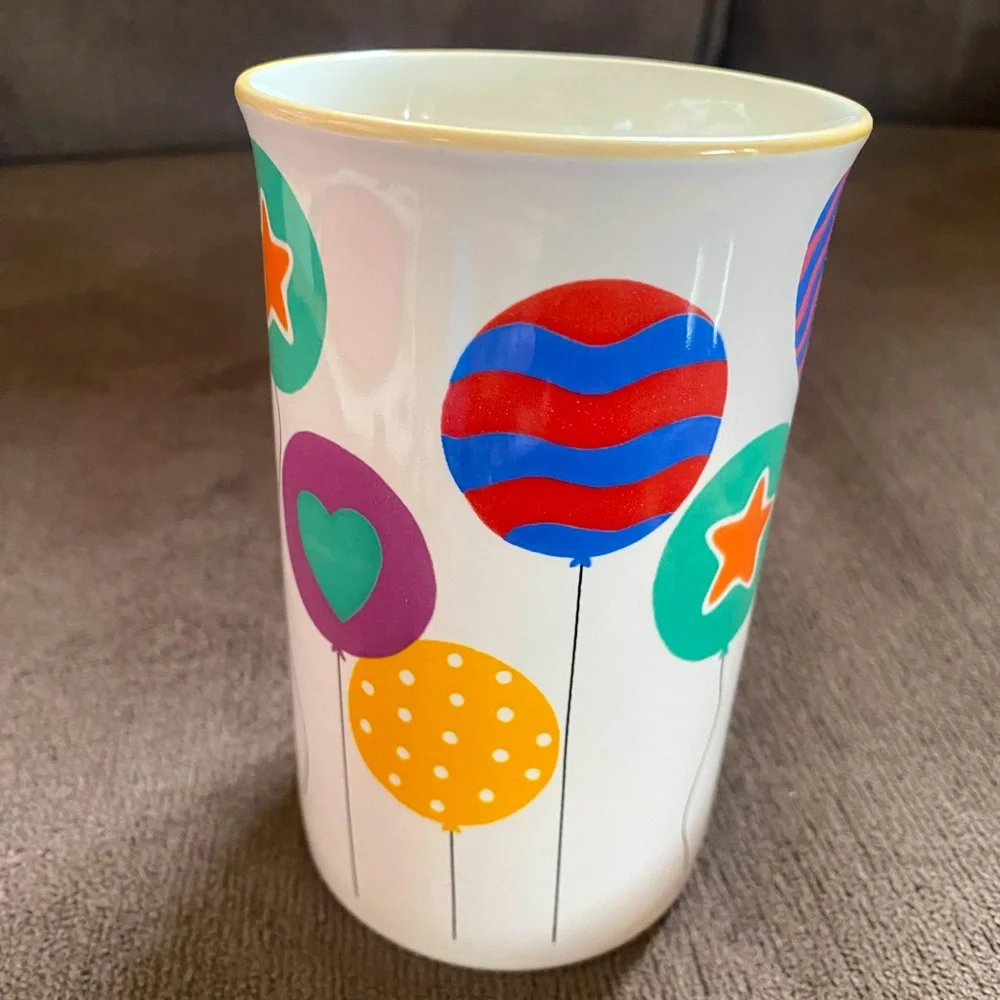 Mikasa Party Time CC106 Mug Vtg 80s Rainbow Balloon Memphis Milano Fine China